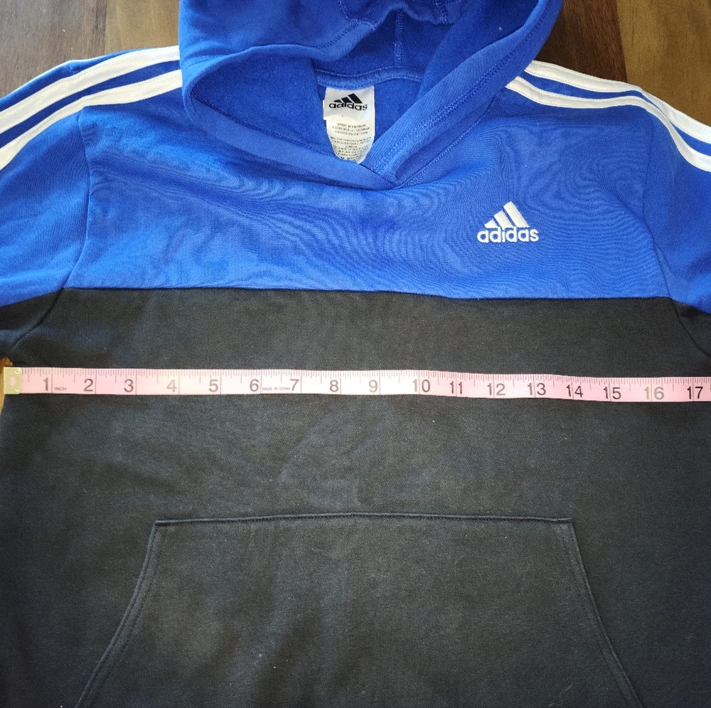 Adidas Sweatshirt Hoodie Boys Youth Size Medium 10-12 Blue Black - Picture 4 of 5